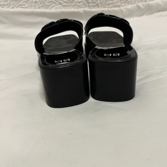 BP. Black chunky slides heels with plastic chain size 8 square toe open toe - Picture 4 of 7